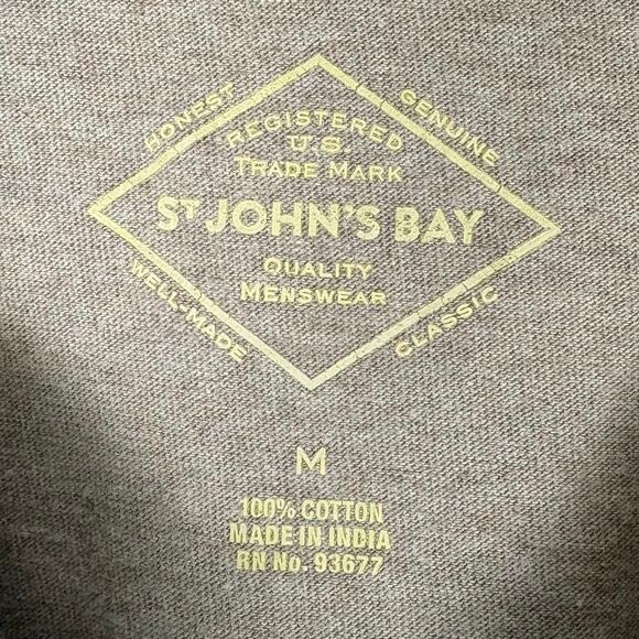 St. John’s Bay Quality Menswear Men’s Beige 100% Cotton Short Sleeve Polo Shirt - Picture 4 of 6